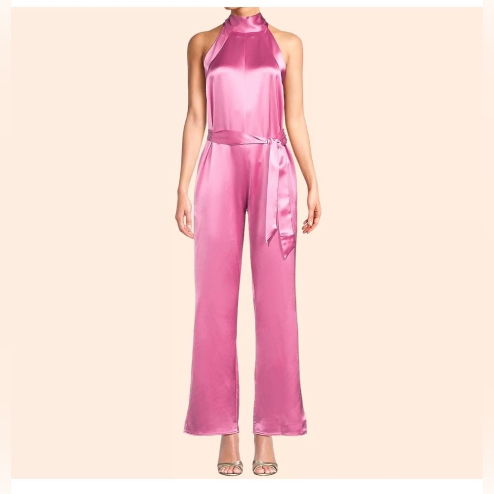 Something Navy silky haulter jumpsuit XS - Picture 2 of 4